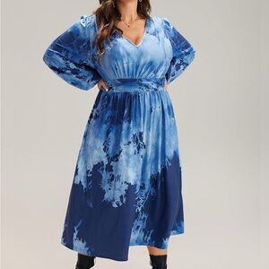 Blue Tie-Dye Midi Dress